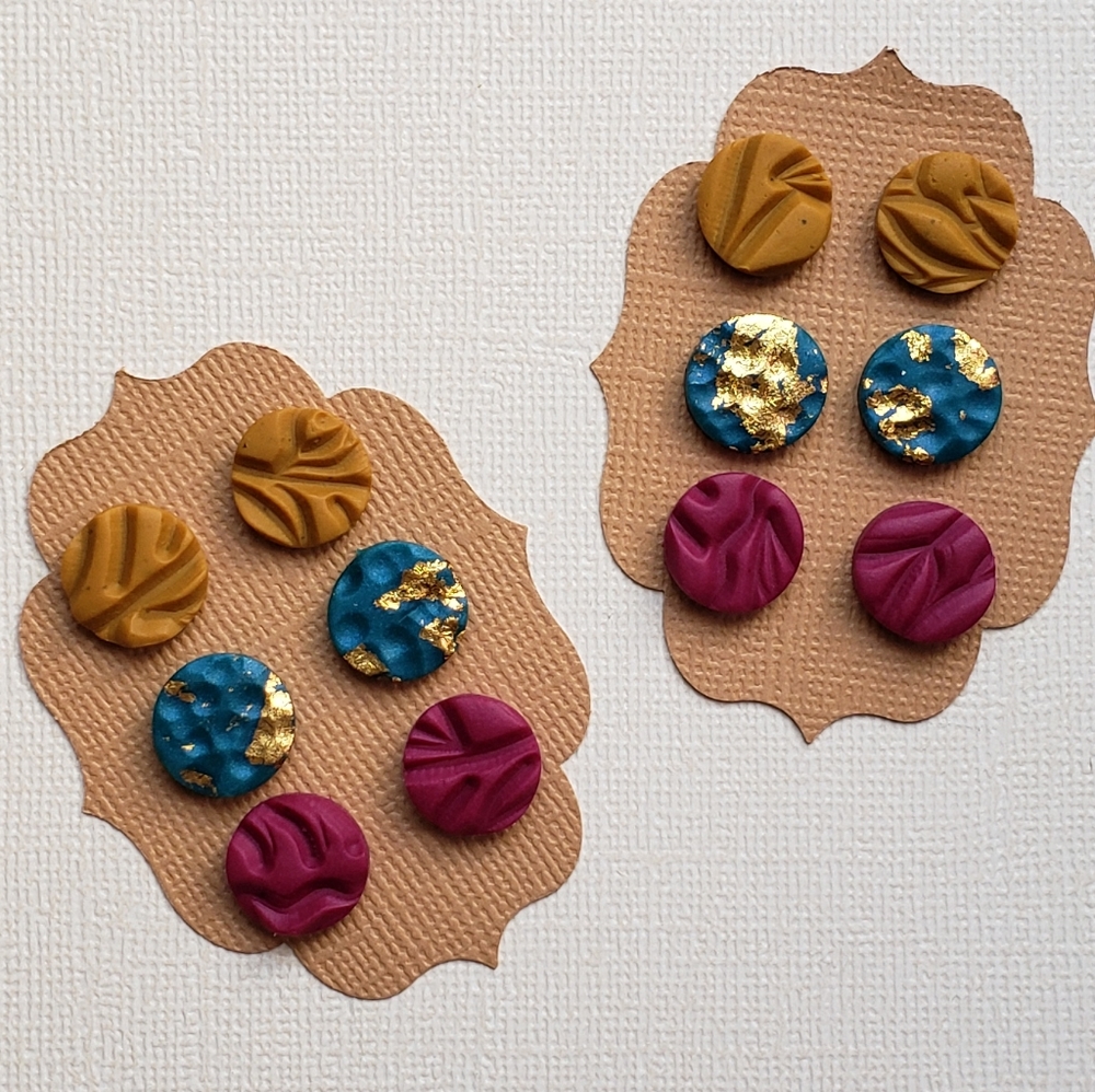 Clay Stud Earring Set of 3| Polymer Clay